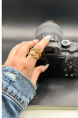 Gold Open-Ended Diamond Bypass Ring