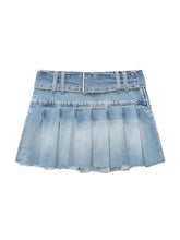 Denim Pleated Skirt
