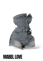Denim Tube Top Romper