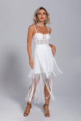 Ellie White Slip Tassel Party Dress - Catchall