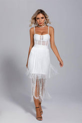 Ellie White Slip Tassel Party Dress - Catchall