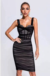 Ember Black Mesh Velvet Midi Dress - Catchall