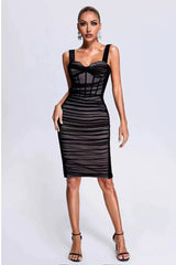 Ember Black Mesh Velvet Midi Dress - Catchall