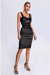 Ember Black Mesh Velvet Midi Dress - Catchall