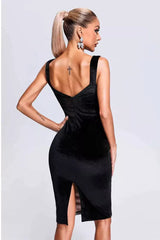 Ember Black Mesh Velvet Midi Dress - Catchall