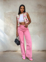 Embroidery Cropped Vest