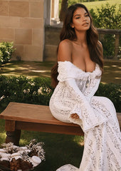 Floral Lace Off-Shoulder Maxi Dress