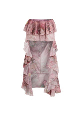 Flowers Print Layered Ruffles
