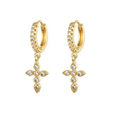 Gold Cross Hoop Earrings