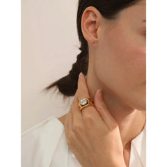 Gold Ring with Oval Gemstone