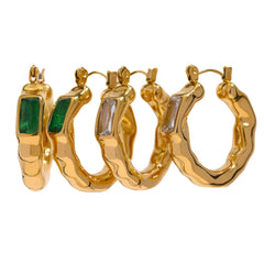 Golden Gem Hoop Earrings