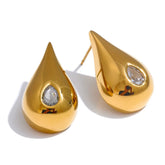 Golden Teardrop Crystal Stud Earrings