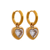 Green and White Heart Charm Hoop Earrings