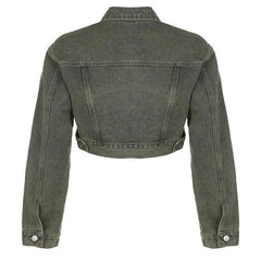 Green Cropped Denim Jacket