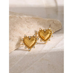 Heart-Shaped Stud Earrings