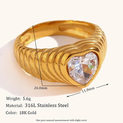 Heart-Shaped Zircon Cocktail Ring