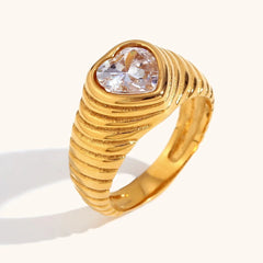Heart-Shaped Zircon Cocktail Ring