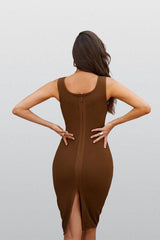 Helen Brown Bandage Midi Dress - Catchall