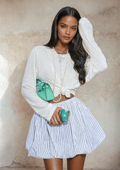 High Waist Stripe Paneled Mini Skirts