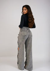 Hollow Out Flare Jeans