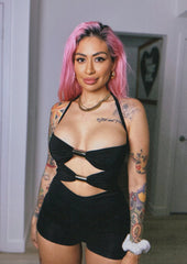 Hollow-Out Halter Playsuit