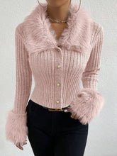 Christmas Sweet Pink Plush Zipper Cardigan