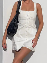 Square-Neck Cinched Short Skirt