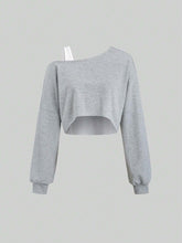 Irregularly Slanted Long-Sleeved Top