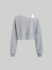 Irregularly Slanted Long-Sleeved Top
