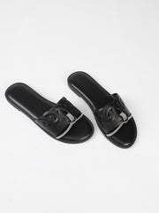 Wide Strap Rhinestone Sandals