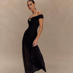 Strapless And Off-The-Shoulder Net Dress