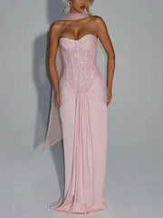Sequined Pink Maxi Dress