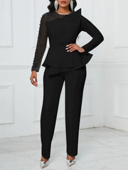Elegant Mesh Patchwork Beaded Jumpsuit