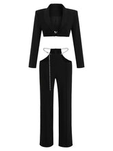 Two-Piece Set With Chain Belt Top And Trousers