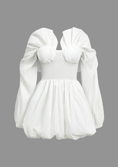 Irregular Puff Sleeve Mini Dress