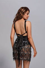 Isabella Black Sequin Mini Dress - Catchall
