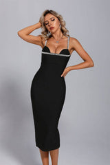Isla Black Pearl Sling Bodycon Midi Dress - Catchall
