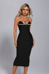 Isla Black Pearl Sling Bodycon Midi Dress - Catchall