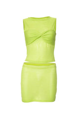 Knitted Ruched Crop Top and Skirt