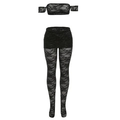 Lace Off-Shoulder Top with Tights
