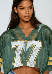 Lace-Trimmed Jersey Glam Top