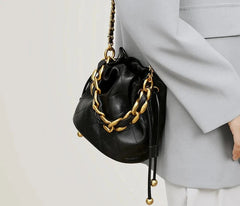 Leather Drawstring Pouch Bag