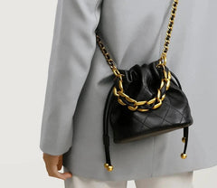 Leather Drawstring Pouch Bag