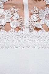 Let Your Soul Glow White Lace Hollow Out Bandage Dress - Catchall