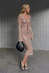 Lilly Maxi Sequin Dress-Apricot