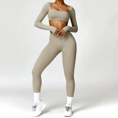 Long Sleeve and Leggings Yoga 2 piece Set