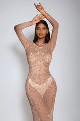 Mesh Sequin See-Through Long Dress