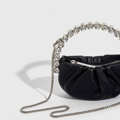 Mini Black Rhinestone Handle Handbag