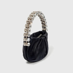 Mini Black Rhinestone Handle Handbag