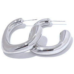 Modern Chunky Oval Hoop Earrings